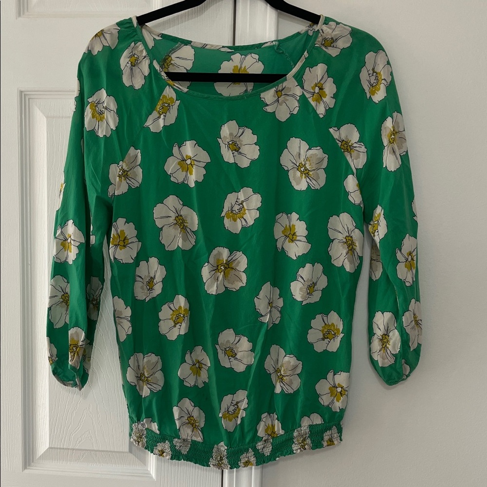 Old Navy Green Floral Blouse